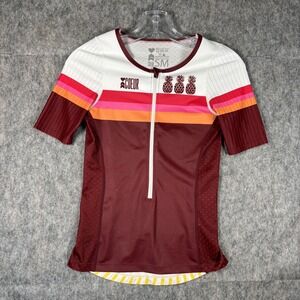 COEUR Cycling Jersey Women's‎ Small Half Zip Short Sleeve Stretch Road Stripes